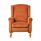 Burnt Orange Velvet Armchair with Reclining Back Function and Oak Legs