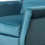 Teal Velvet Armchair with Reclining Back Function and Black Legs