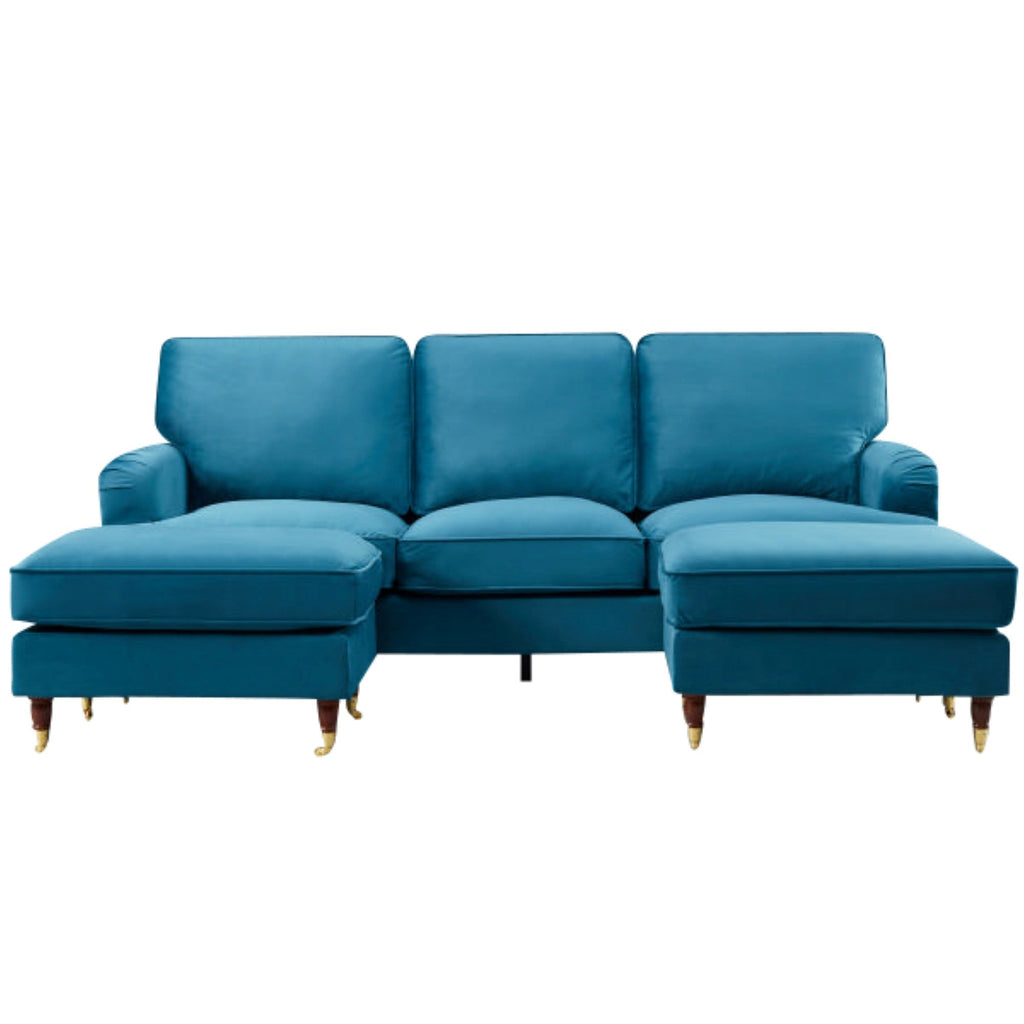 Olivia Teal Velvet U Shape Sofa by Harry Christian Home