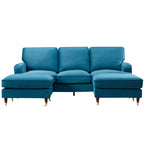 Olivia Teal Velvet U Shape Sofa by Harry Christian Home