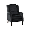 Black Velvet Armchair with Reclining Back Function and Black Legs