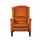 Burnt Orange Velvet Armchair with Reclining Back Function and Black Legs