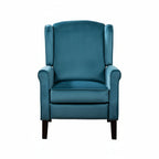 Teal Velvet Armchair with Reclining Back Function and Black Legs