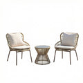 Modern 3 Piece Garden Patio Furniture Set in Brown & Cream by Harry Christian Home