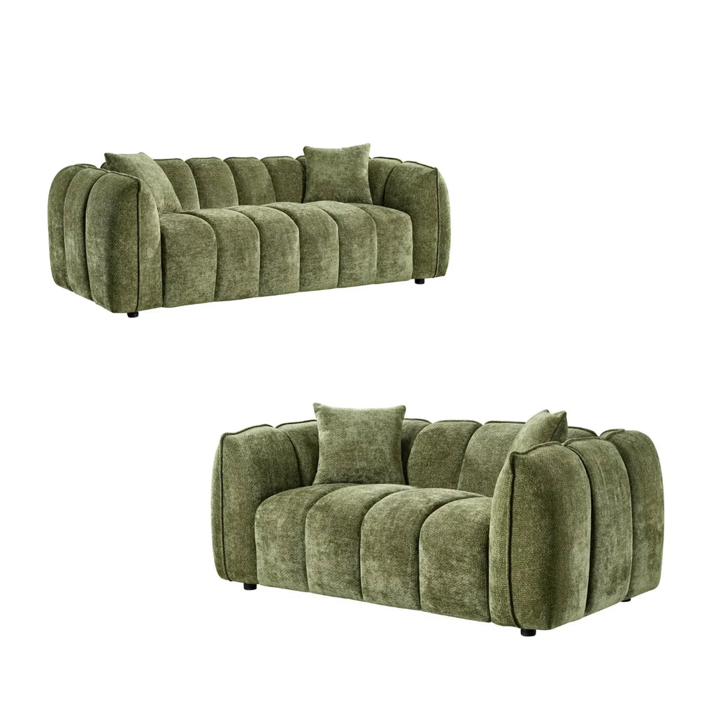 Venice Sofa Set In Olive Green
